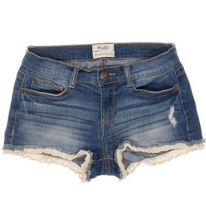 Mudd Blue Denim Jean Shorts with Lace Trim